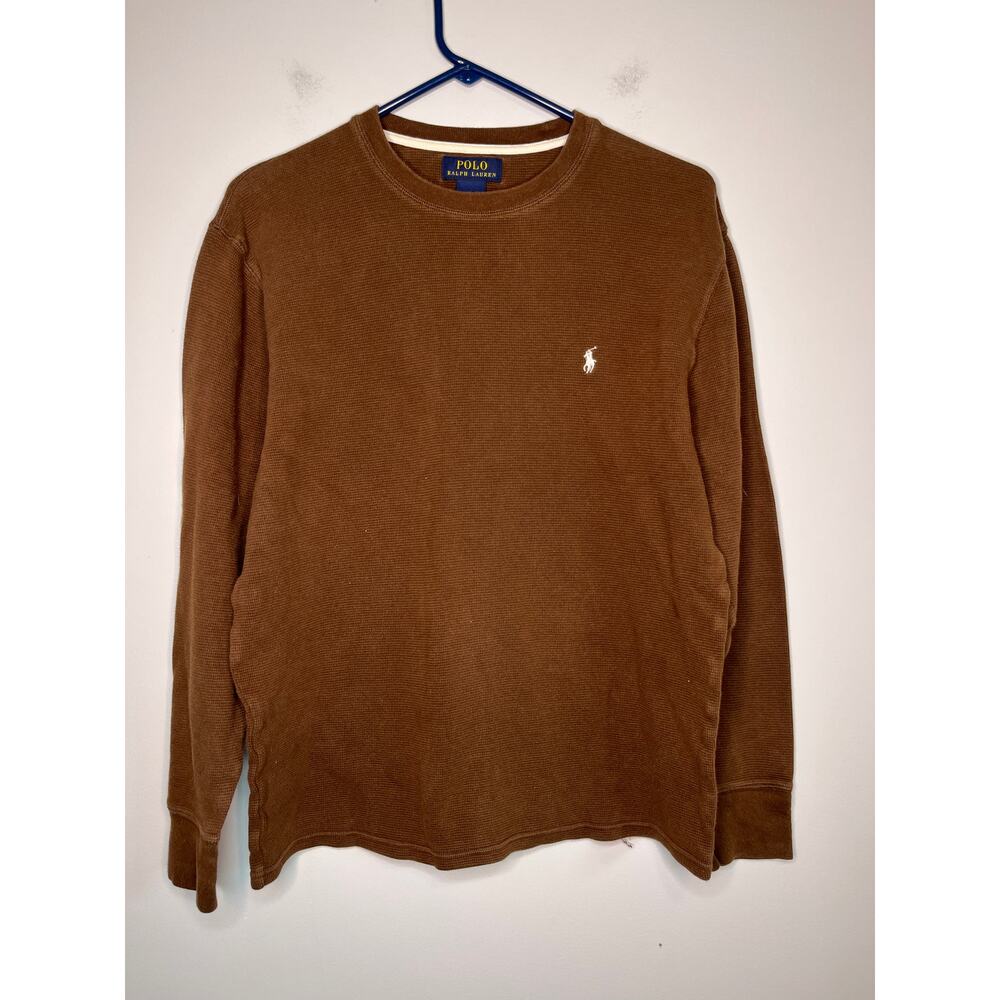 Polo Ralph Lauren Chocolate Brown Waffle Knit Old Money Thermal Shirt L